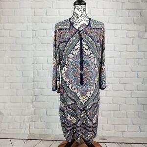 Westport 1962 sz 16 geo print tasseled dress